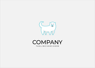 Fluffy Dog Mascot logo features a cute cartoon puppy with a fluffy tail, soft fur, and a happy expression. Its friendly and playful design is perfect for pet shops, dog grooming and animal care.