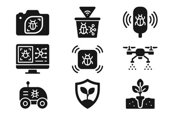 Ultrasonic vector pest camera dashboard pesticide scouting icon ai detection control
