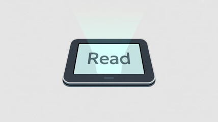 Ereader with the word read on the screen digital book reader for reading and education concept