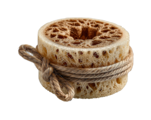 Natural loofah sponge for eco-friendly bathing home product bright isolated on transparent background, png