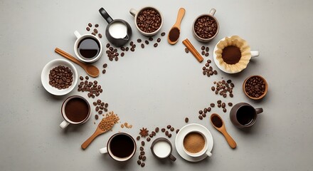 Obraz premium Coffee Cups and Beans Arrangement.