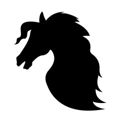 Horse Head Silhouette Logo. Chinese New Year of the Horse. Paper Cut Style