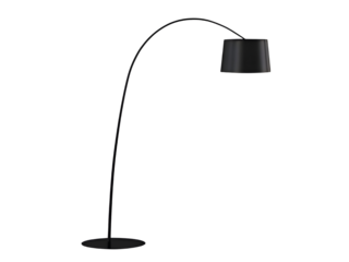 Black arc floor lamp for modern interior design isolated PNG with Transparent Background