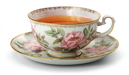 Fototapeta premium Ornate teacup and saucer with floral design
