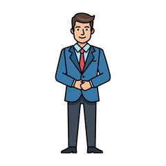 Obraz premium Man in a Blue Suit Standing Professionally.