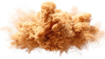 A large, light-brown cloud of dust explodes outward