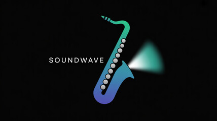 Abstract saxophone logo with vibrant soundwave effect, ideal for musicrelated branding and creative projects
