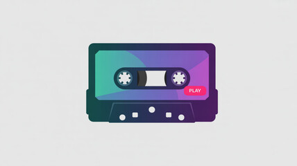 Obraz premium Colorful illustration of a cassette tape, representing retro music and vintage audio technology