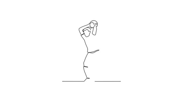 Animated self drawing of Football sport video design illustration. Player Football in action design in simple linear continuous style vector concept. Football themes design for tournament campaign.
