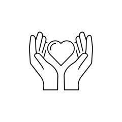 Obraz premium Vector art of two hands gently hold a heart shape, symbolizing care and love
