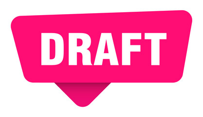 draft magenta sticker isolated on transpatent background. draft sign