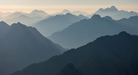 Misty Mountain Range Landscape.