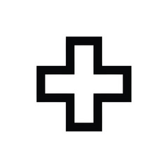 Obraz premium Vector art of a white plus sign symbol with a thick black outline, isolated on a white background