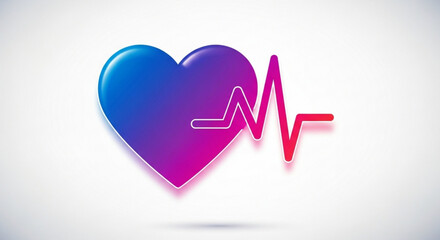 Vibrant gradient heart with pulse line, symbolizing love, health, and medical care, ideal for healthcare promotions, wellness campaigns, and heartfelt messages with a modern touch