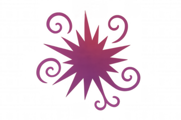 Pink and purple star with gradient and swirls on a transparent background, ideal for graphic design projects