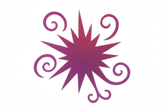 Pink and purple star with gradient and swirls on a transparent background, ideal for graphic design projects