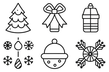 Christmas and Winter Holiday Icons Set christmas tree