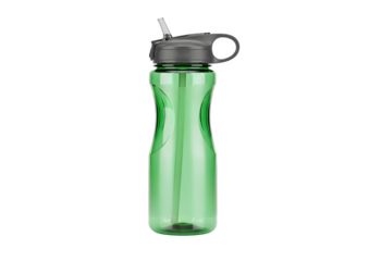 Green sports water bottle set against a white background

