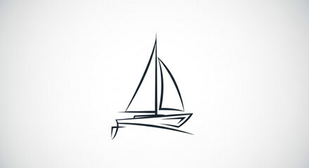 Elegant sailboat line art for nautical designs, perfect for branding, logos, or seaside travel themes; evokes freedom, adventure, and coastal charm, ready for your creative project