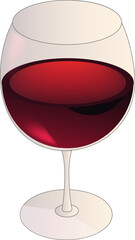 Transparent goblet filled with red wine, perfect for gourmet lifestyle and celebration themes.