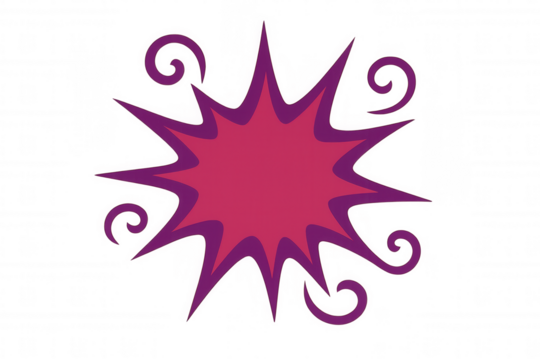 Vibrant, starburst design explodes with energy, featuring shades of purple and pink against a transparent background - Powered by Adobe