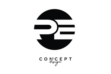PE Creative Negative Space Circle Monogram Logo Design