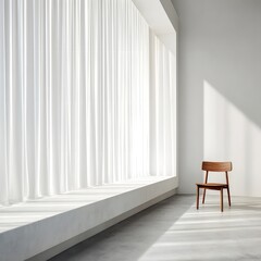 Bright White Interior with Single Chair and Natural Sunlight