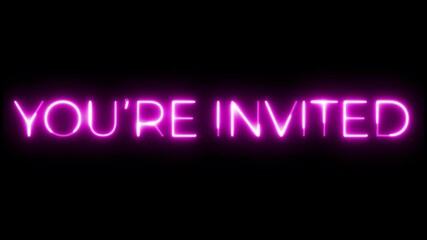 You're Invited! Neon Pink Invitation Text Animation