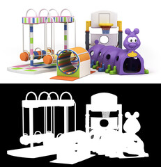 Active goods for kids childrens furniture and toys 3d render on white with alpha