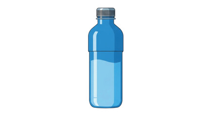Obraz premium Blue plastic bottle with clear water and silver cap.