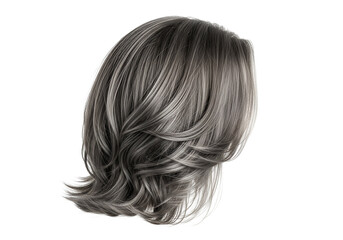 Fototapeta premium A detailed view of styled, gray hair, showcasing its texture and highlights against a black backdrop.