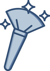 Makeup brush vector icon with transparent background. Changeable blue color design.