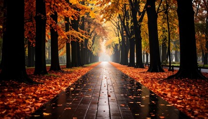 Autumnal park pathway