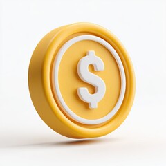 Obraz premium 3D rendered yellow coin icon with white dollar sign (1)