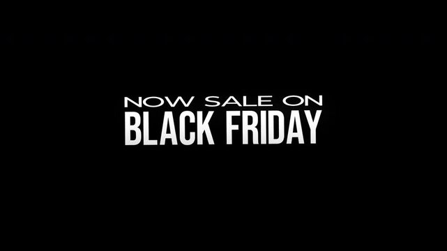 Black friday sale animated text with glitch effect on black background. banner design 4k animation. Perfect for events, business concept and promotion.