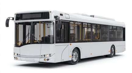 Modern white city bus, full view