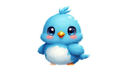 Obraz premium A charming cartoon bird character with bright colors, playful details, and an expressive, cheerful style. Isolated on white - Transparent