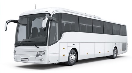 White coach bus, full view, isolated (1)