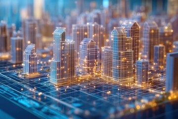 Visualization of real estate investment trends with financial graphs and cityscape