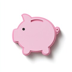A light pink, cartoonish piggy bank, shown from a three-quarter perspective against a white background, casting a subtle shadow