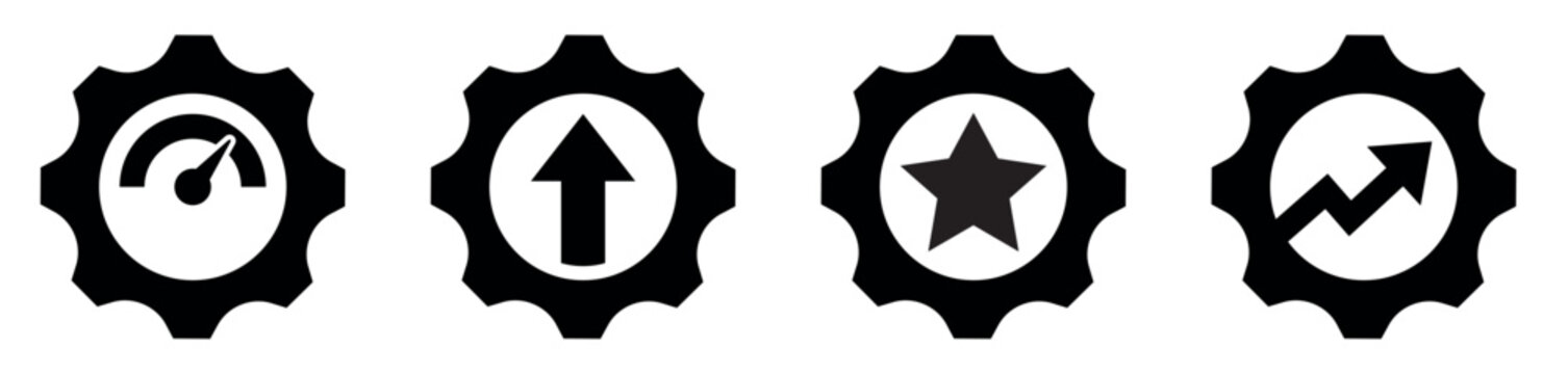 Potential icon set. Productivity icons. Process strategy. Work performance evaluation. Vector illustration.