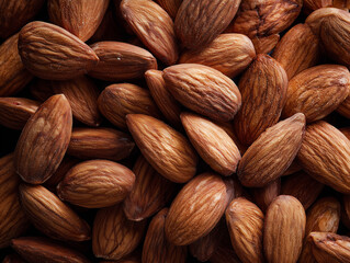 Fototapeta premium Fresh Raw Almonds Halved and Whole on Textured Background