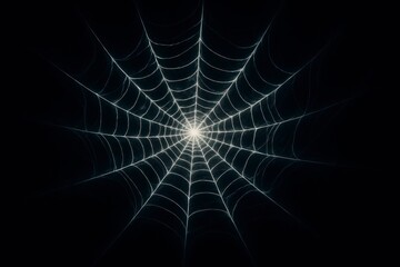 Surreal Spider Web Made of Glowing Light Threads