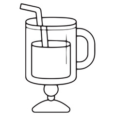 vector illustration of  mug of juice with straw icon