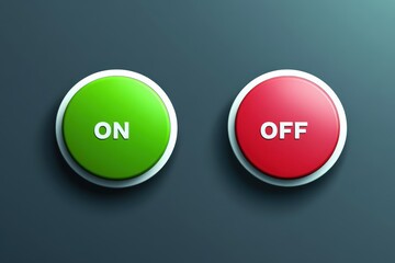 Graphic layout showcasing on and off buttons for advertising concepts in modern design