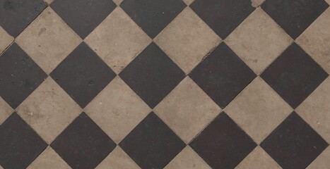 High Quality Seamless Distressed Black and Tan Diamond Tile Texture