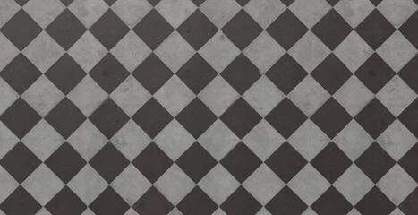 High Quality Seamless Distressed Black and Tan Diamond Tile Texture