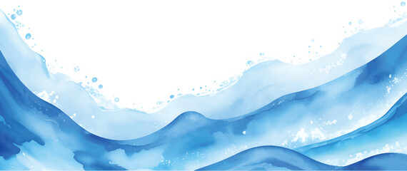An abstract blue background with clean water waves and a fresh drop of liquid color splashing in motion