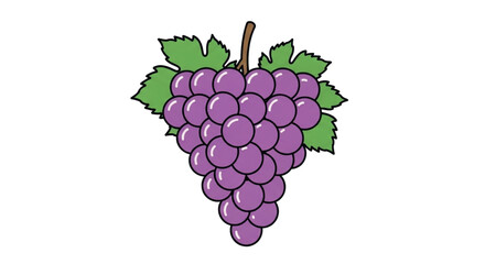 Bunch of Ripe Purple Grapes with Green Leaves.