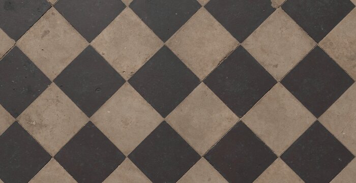 High Quality Seamless Distressed Black and Tan Diamond Tile Texture